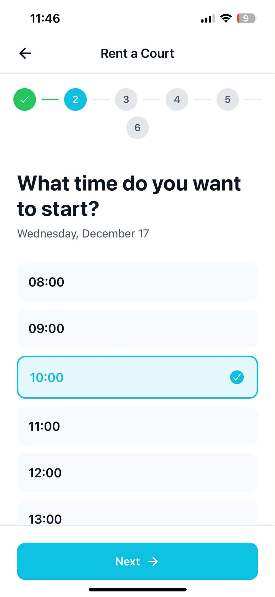 Epick! booking process step 2: Select Start Time - Choose when your session begins
