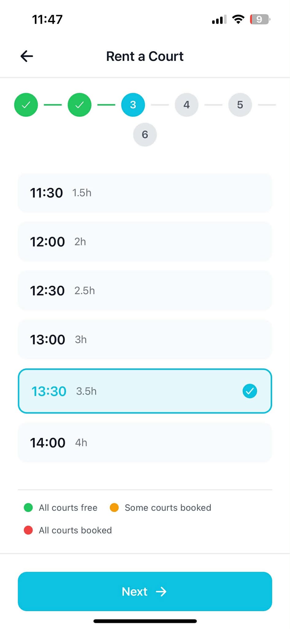 Epick! booking process step 3: Select End Time - Choose when your session ends